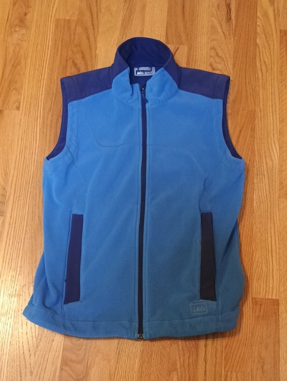 REI Men's Blue Fleece Vest with Navy Accents